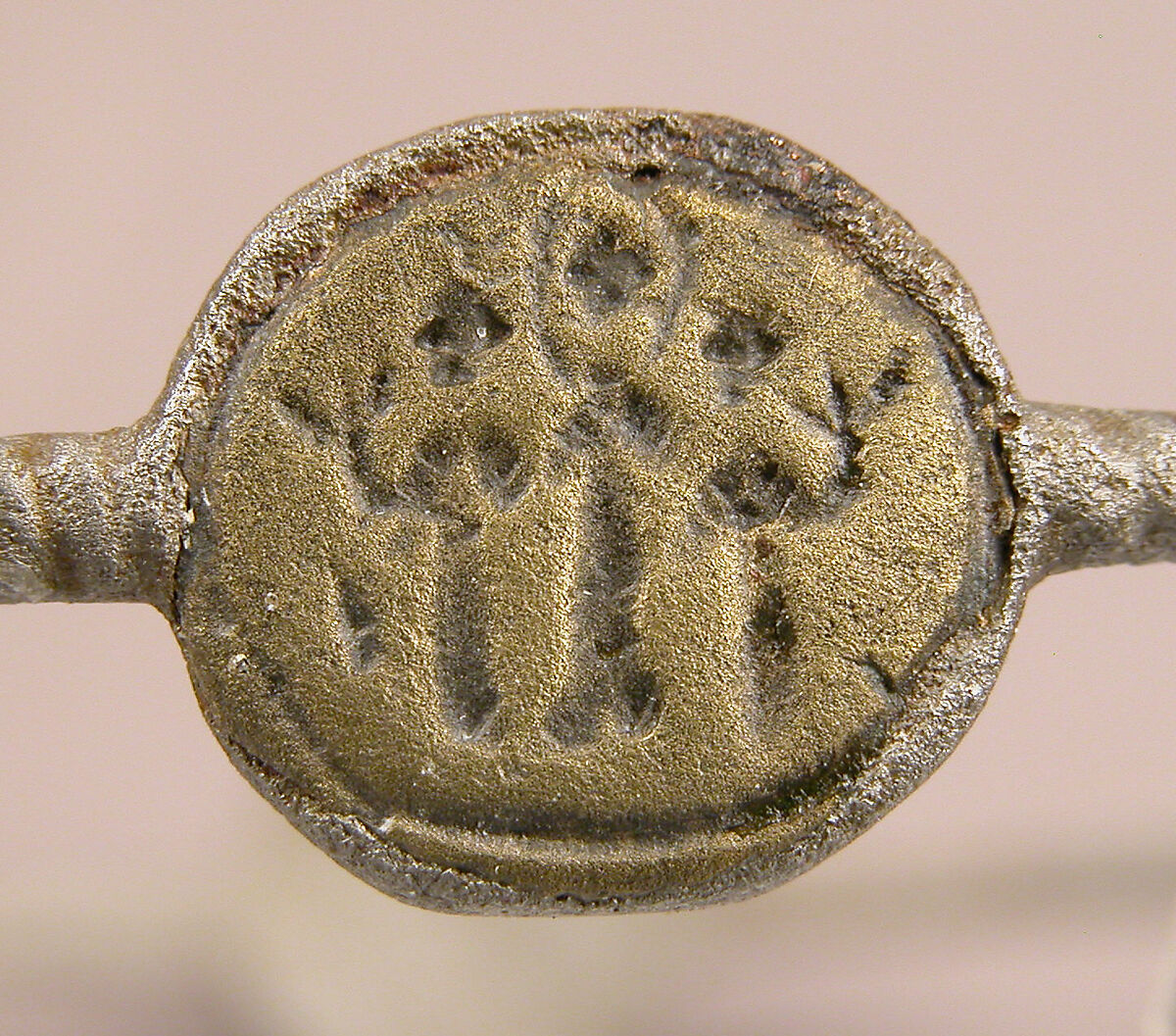 Bracelet with Holy Figures, Iron; inlaid with copper disks
