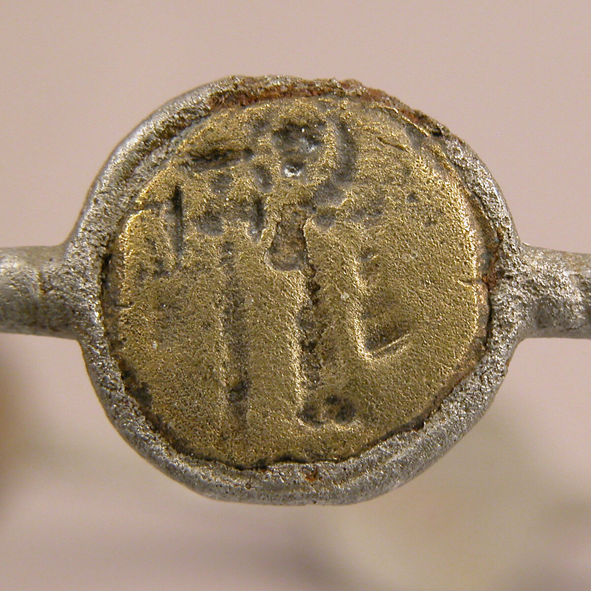 Bracelet with Holy Figures, Iron; inlaid with copper disks