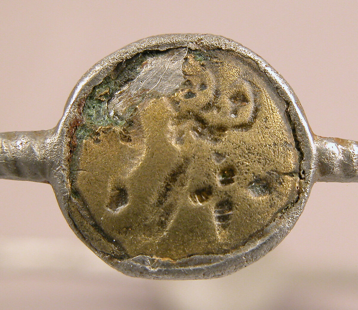 Bracelet with Holy Figures, Iron; inlaid with copper disks