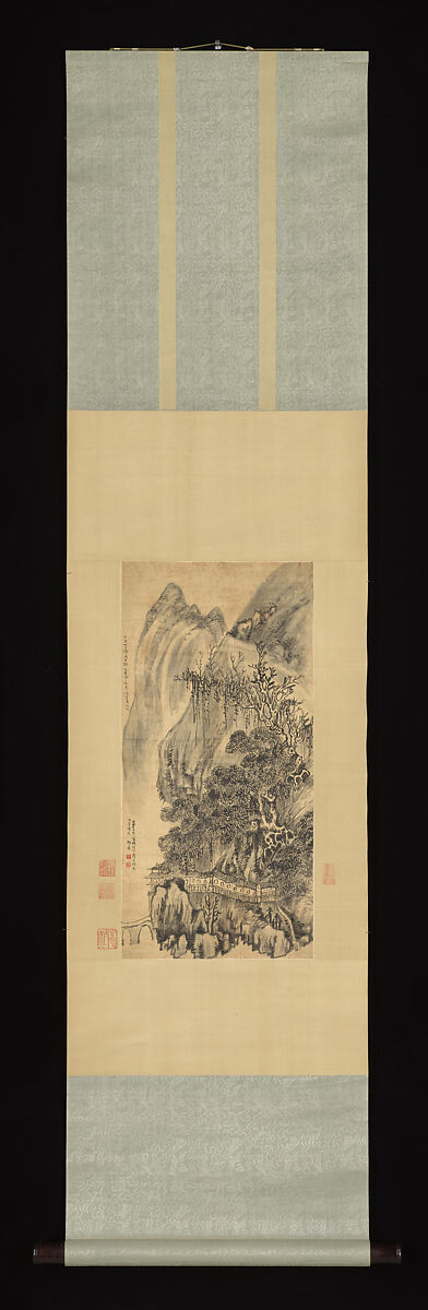 Landscape, Wang Duo (Chinese, 1592–1652), Hanging scroll; ink on satin, China