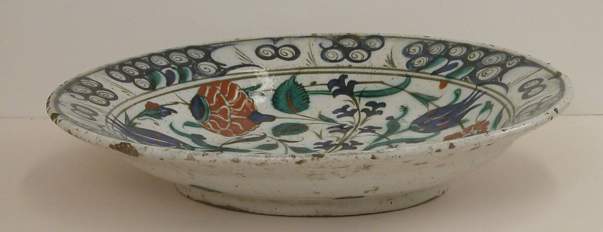 Dish, Stonepaste; painted and glazed