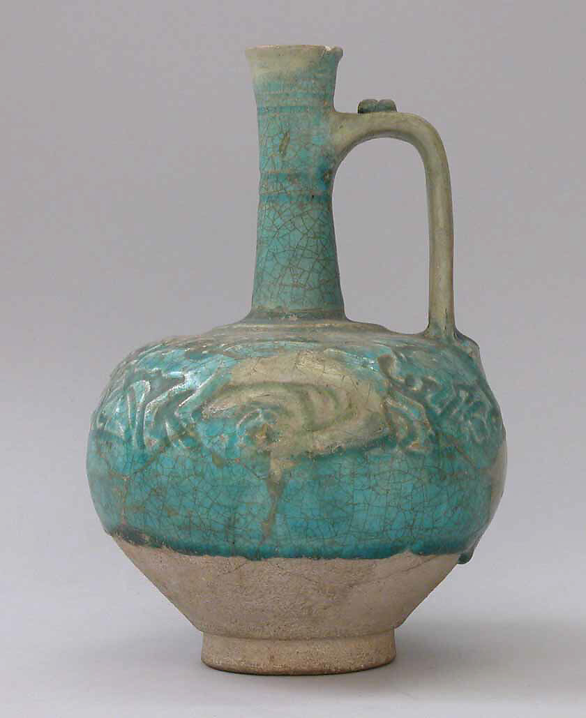 Ewer, Stonepaste; molded, applied, glazed 