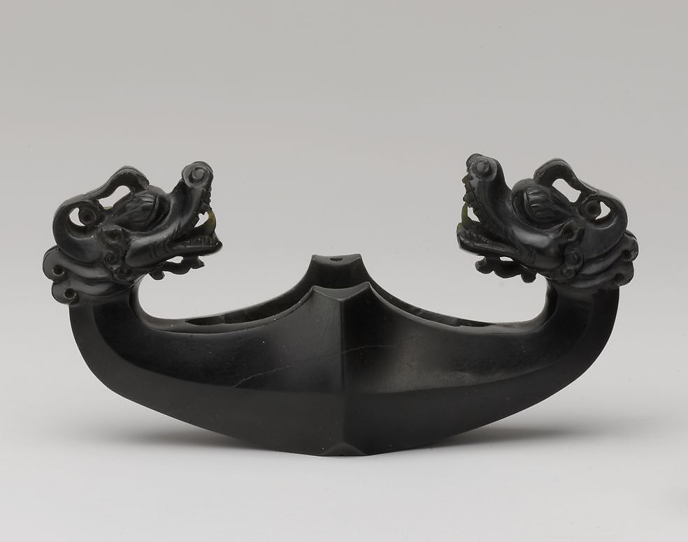 Seal Ring with Inscription, Gold, cast and chased; nephrite, carved