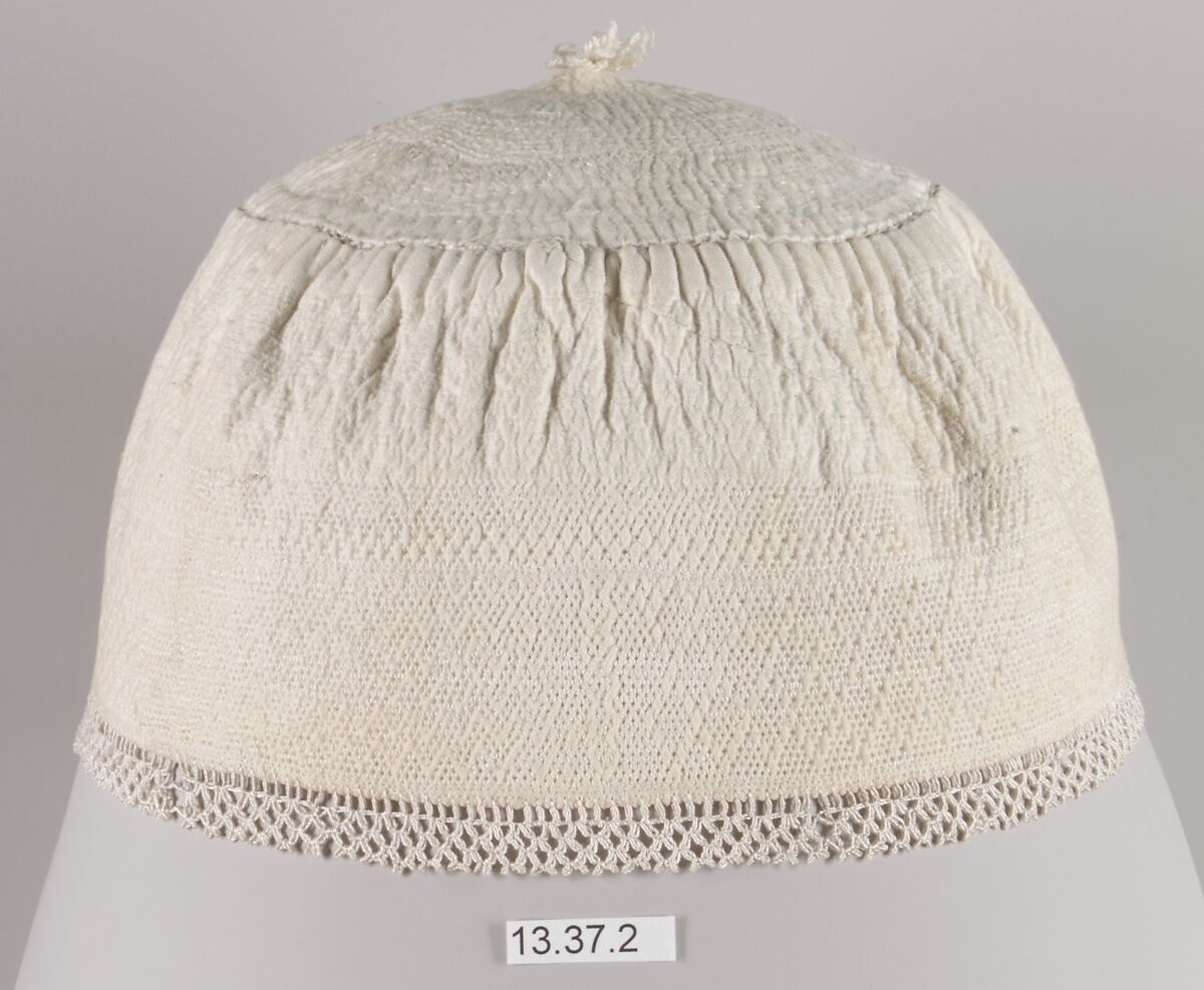 Cap, Cotton, silk; lace 