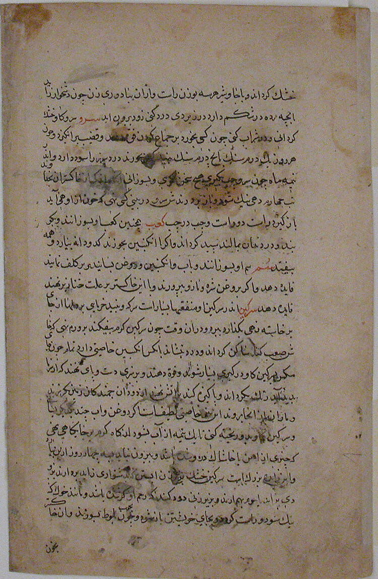 "A Bull", Folio from a Dispersed Nuzhatnama-i ‘Ala’i of Shahmardan ibn Abi’l Khayr, Shamardan ibn Abi 'l Khayr (Iranian, active late 11th–early 12th century), Ink, opaque watercolor, and gold on paper