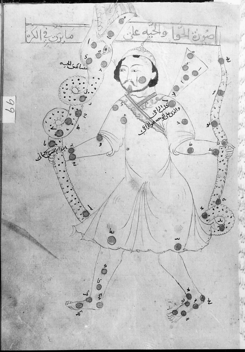 Kitab suwar al-kawakib al-thabita (Book of the Images of the Fixed Stars) of al-Sufi, `Abd al-Rahman al-Sufi (Iranian, Rey 903–986 Shiraz), Ink and gold on paper; leather binding