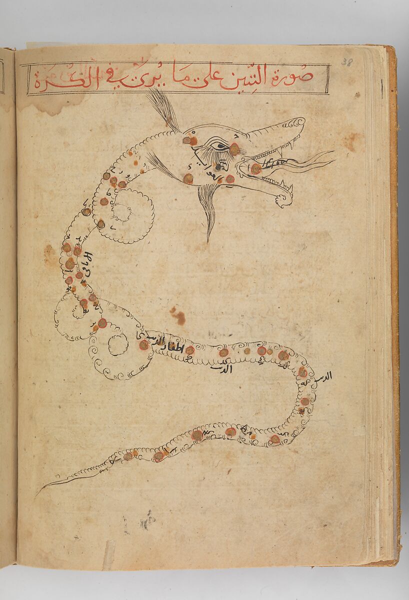 Kitab suwar al-kawakib al-thabita (Book of the Images of the Fixed Stars) of al-Sufi, `Abd al-Rahman al-Sufi (Iranian, Rey 903–986 Shiraz), Ink and gold on paper; leather binding