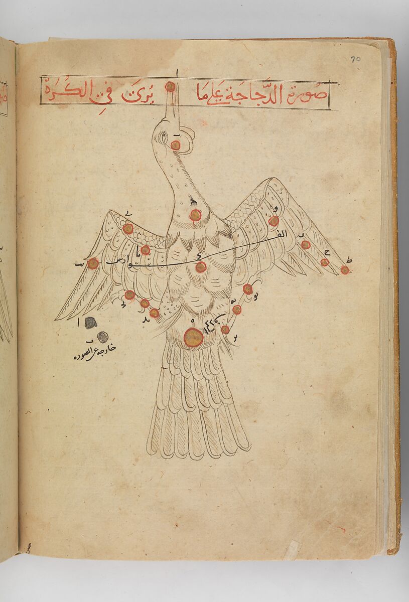 Kitab suwar al-kawakib al-thabita (Book of the Images of the Fixed Stars) of al-Sufi, `Abd al-Rahman al-Sufi (Iranian, Rey 903–986 Shiraz), Ink and gold on paper; leather binding