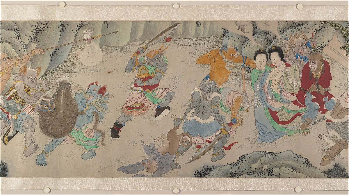 Searching the Mountains for Demons, Zheng Zhong (Chinese, active ca. 1612–48), Handscroll; ink and color on paper, China