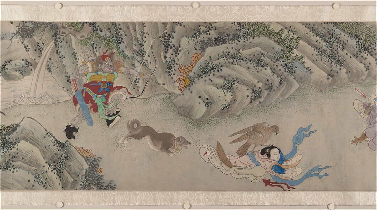 Searching the Mountains for Demons, Zheng Zhong (Chinese, active ca. 1612–48), Handscroll; ink and color on paper, China