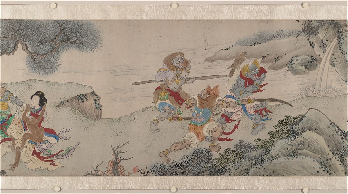 Searching the Mountains for Demons, Zheng Zhong (Chinese, active ca. 1612–48), Handscroll; ink and color on paper, China