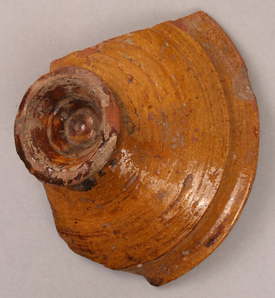 Fragment of a Bowl, Earthenware; incised decoration through a white slip and coloring under a transparent glaze.