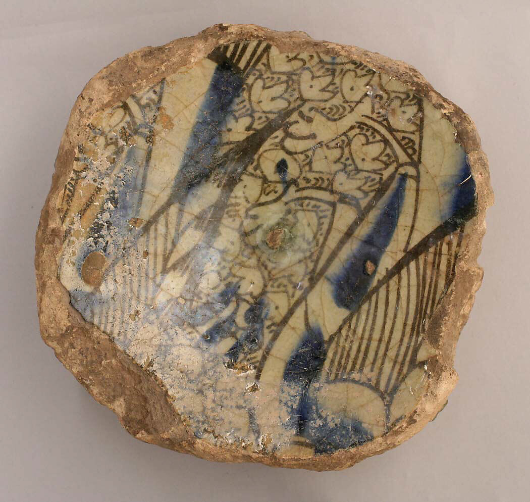 Ceramic Fragment, Stonepaste; polychrome painted under transparent glaze 