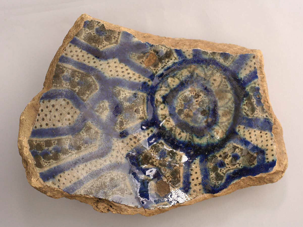 Fragment of a Bowl, Stonepaste; polychrome painted under transparent glaze 