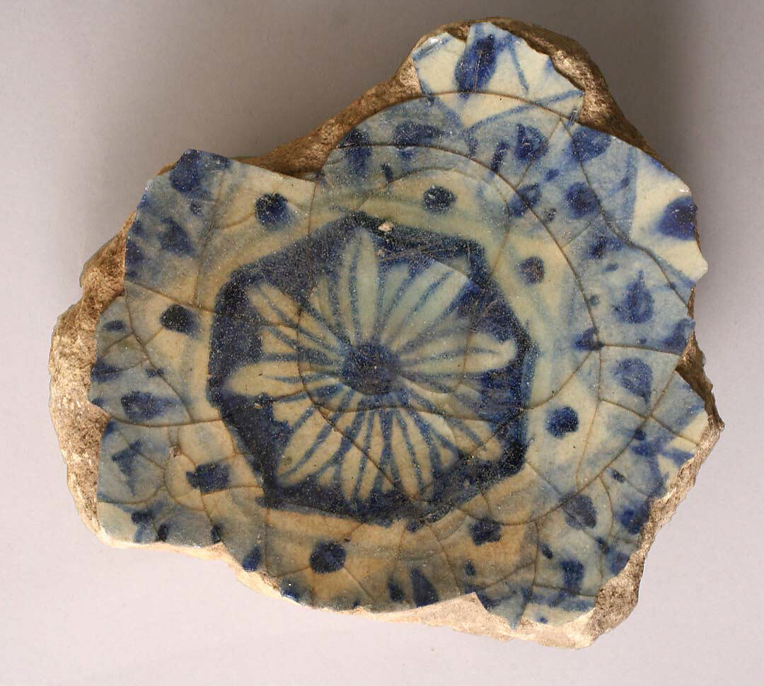 Fragment of a Bowl, Stonepaste; painted with blue under transparent glaze 