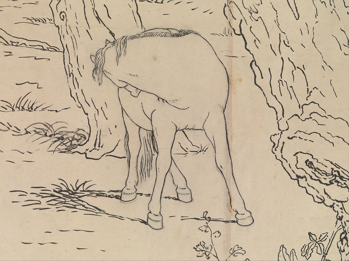 One Hundred Horses, Giuseppe Castiglione (Lang Shining 郎世寧) (Italian, Milan 1688–1766 Beijing), Handscroll; ink on paper, China