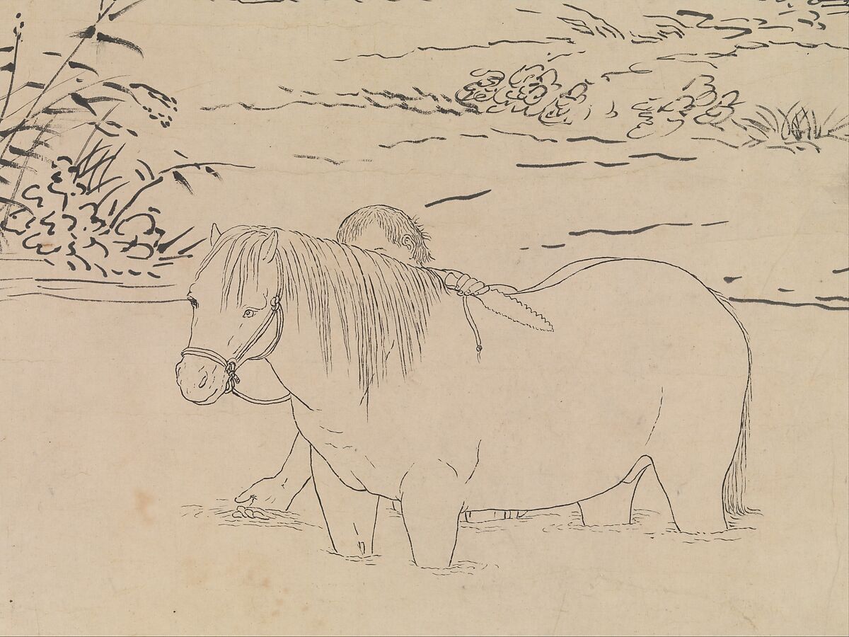 One Hundred Horses, Giuseppe Castiglione (Lang Shining 郎世寧) (Italian, Milan 1688–1766 Beijing), Handscroll; ink on paper, China