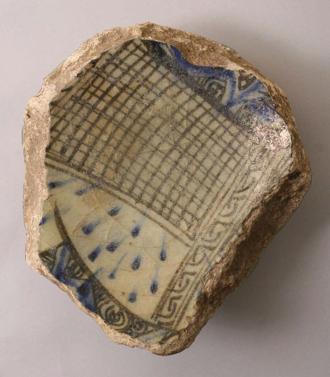 Ceramic Fragment, Stonepaste; polychrome painted under transparent glaze 