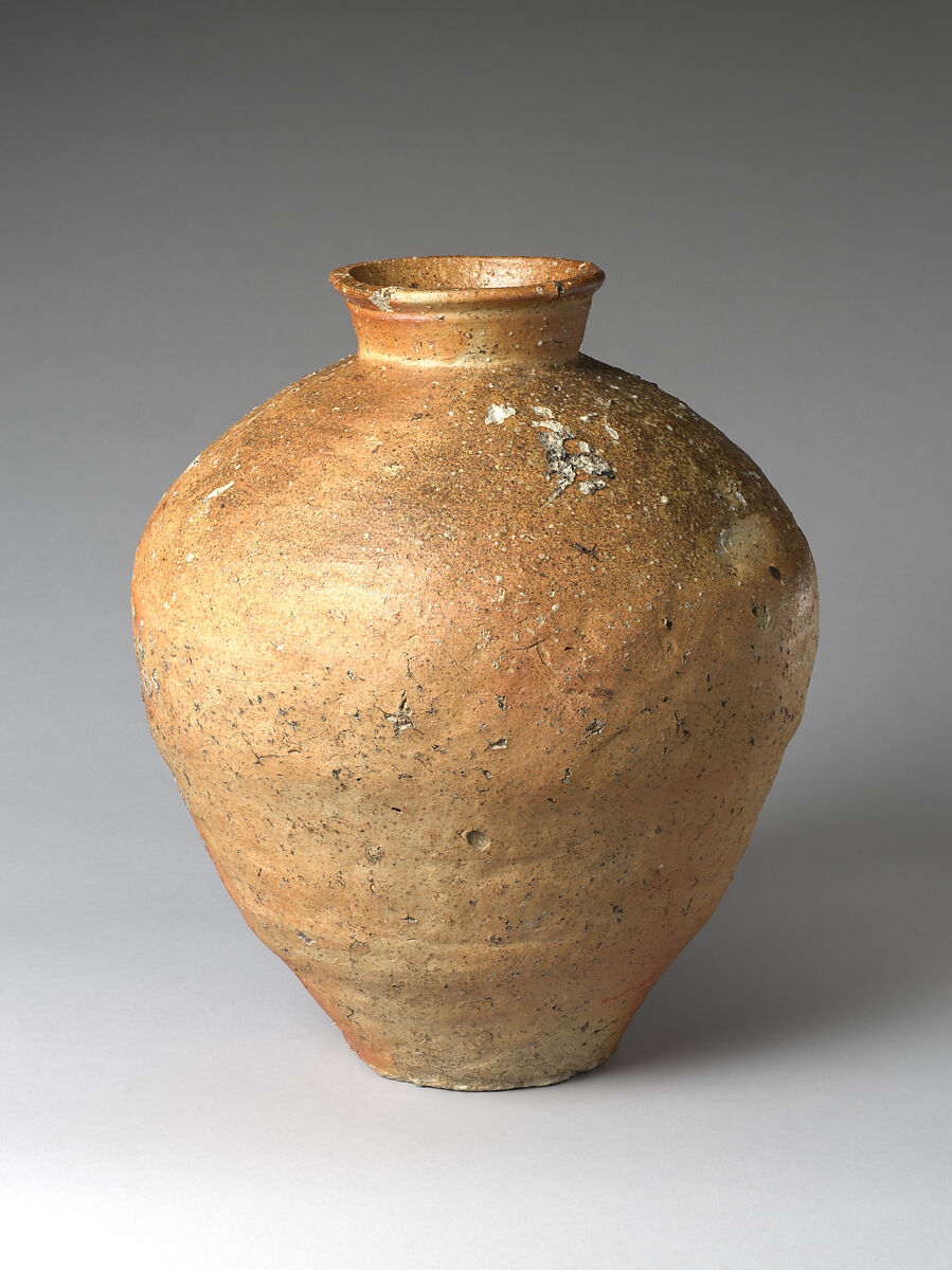 Large Storage Jar (Ōtsubo), Stoneware with natural ash glaze (Shigaraki ware), Japan