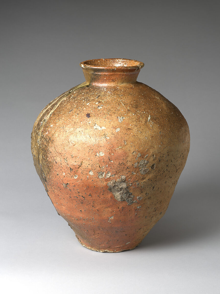 Large Storage Jar (Ōtsubo), Stoneware with natural ash glaze (Shigaraki ware), Japan
