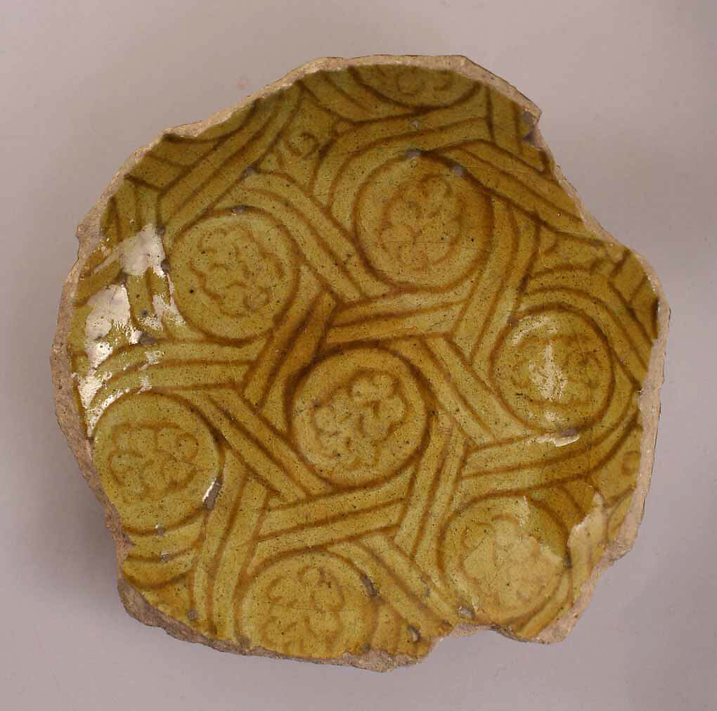 Fragment of a Dish, Earthenware; incised decoration under glaze 