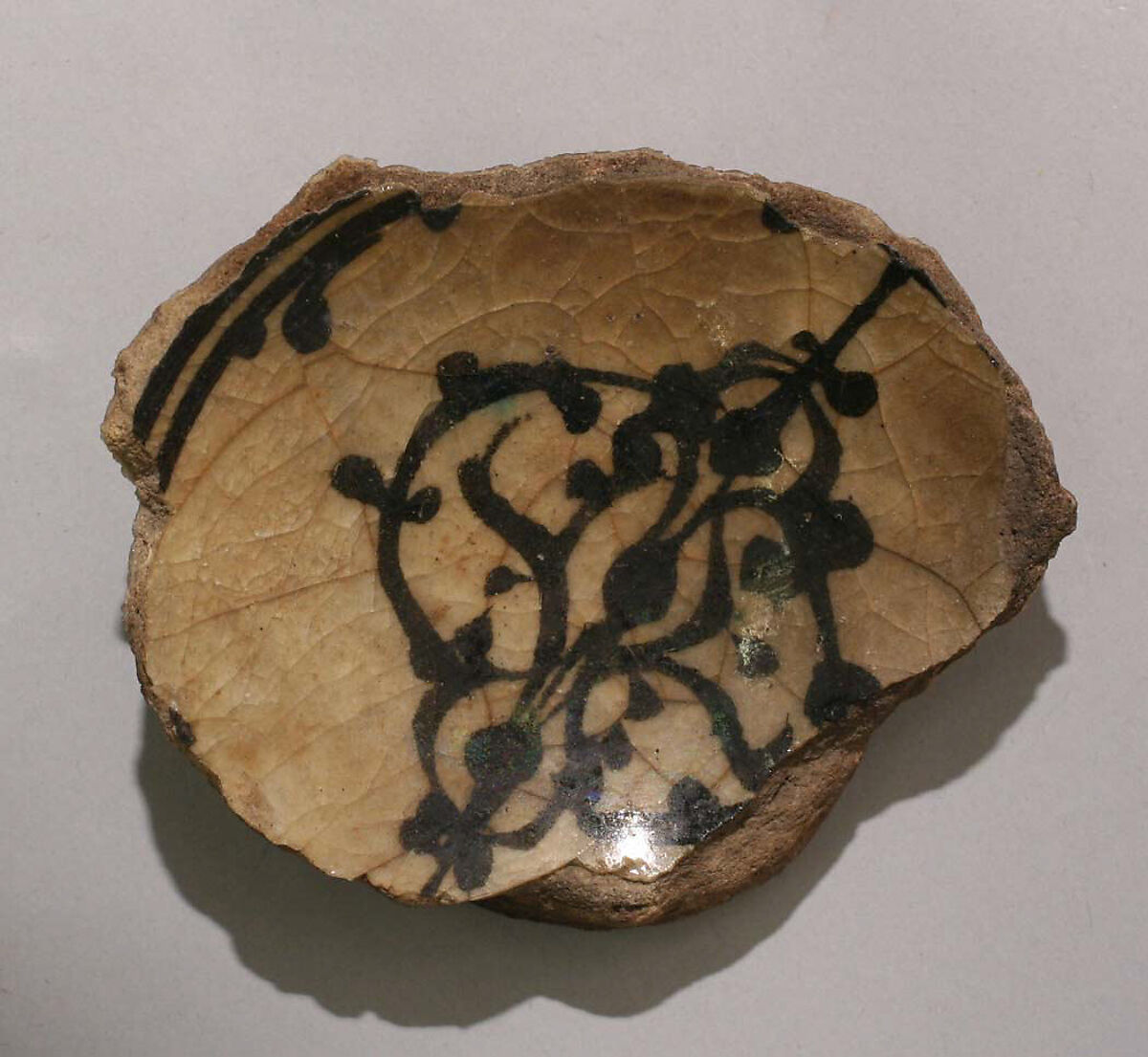 Fragment of a Bowl, Stonepaste; painted under transparent glaze 