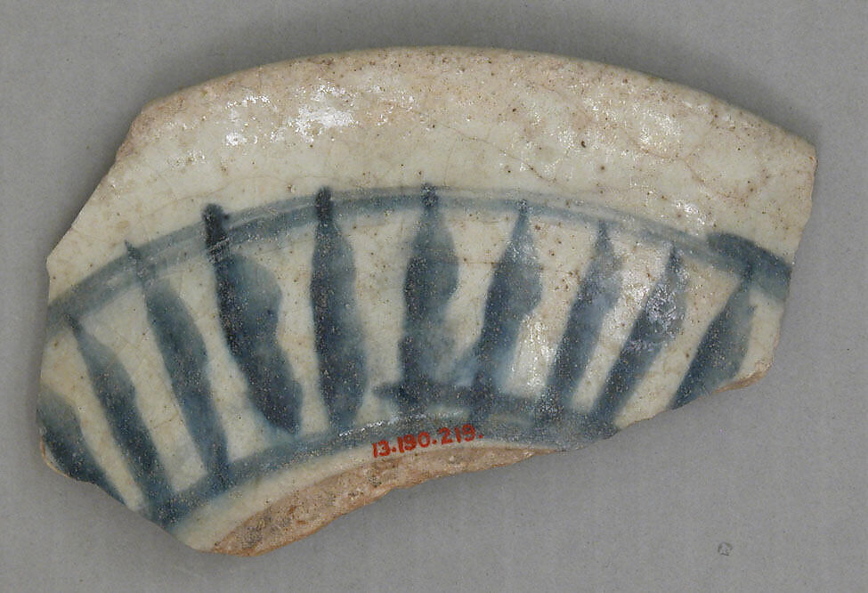 Ceramic Fragment, Stonepaste; polychrome underglaze painted under colorless glaze 