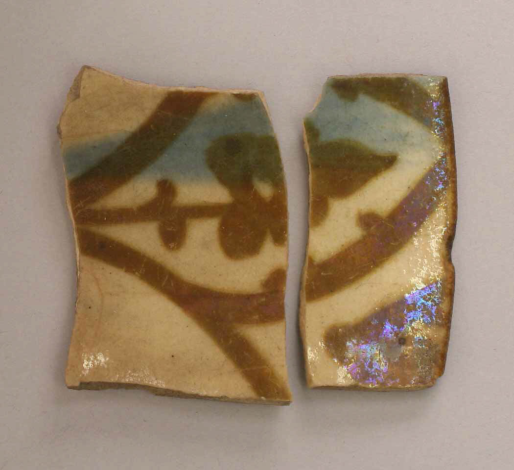 Fragments of a Dish, Earthenware; luster-painted 