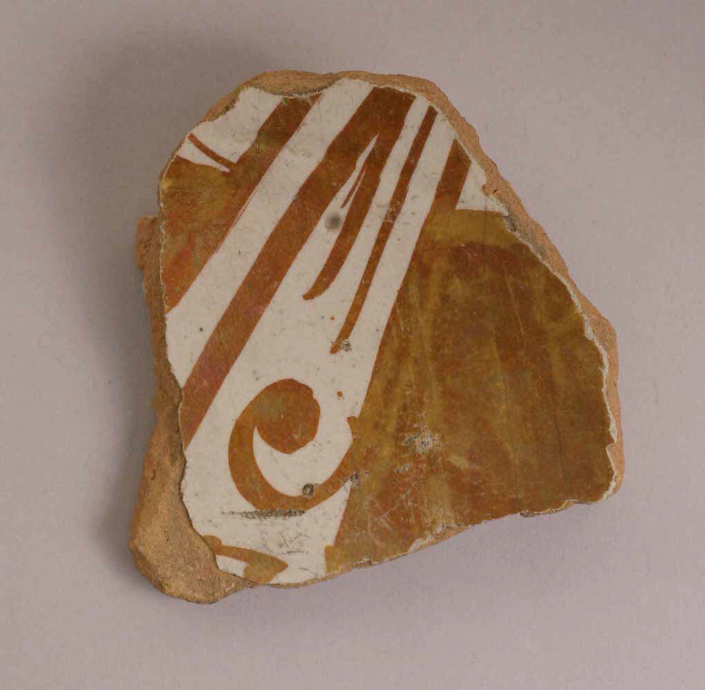 Fragment of a Dish, Earthenware; luster-painted 