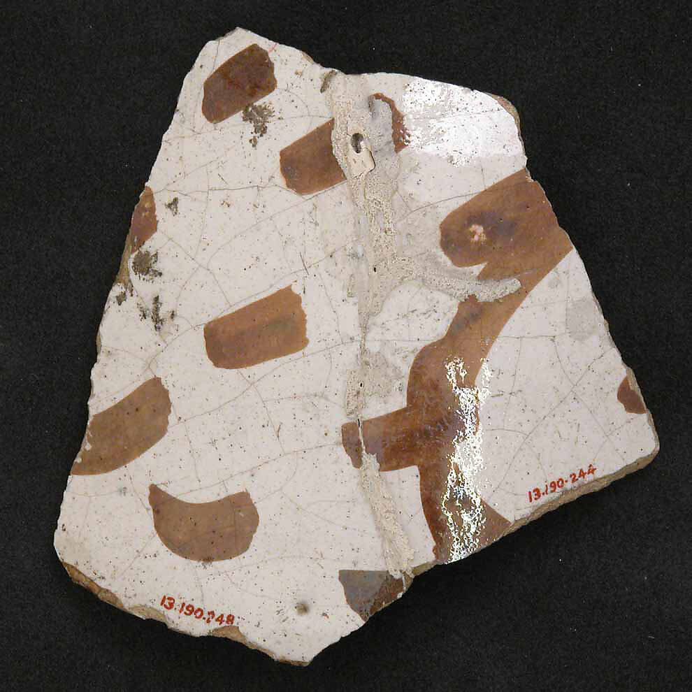 Ceramic Fragment, Stonepaste; luster-painted