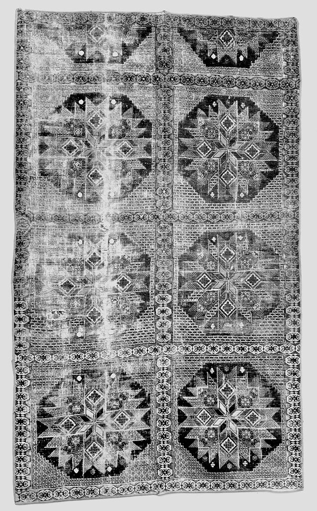 Carpet, Wool (warp, weft and pile); single-warp (Spanish) knotted pile