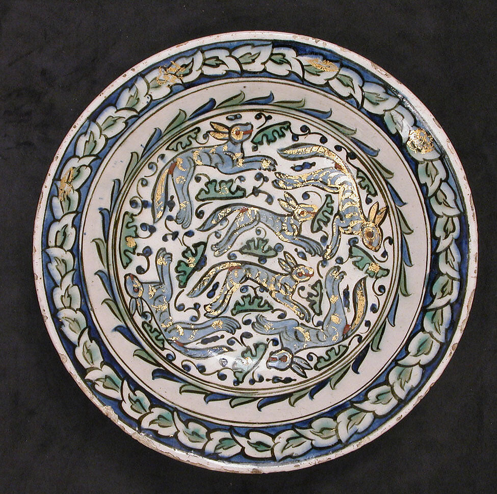 Dish, Stonepaste; painted and glazed 