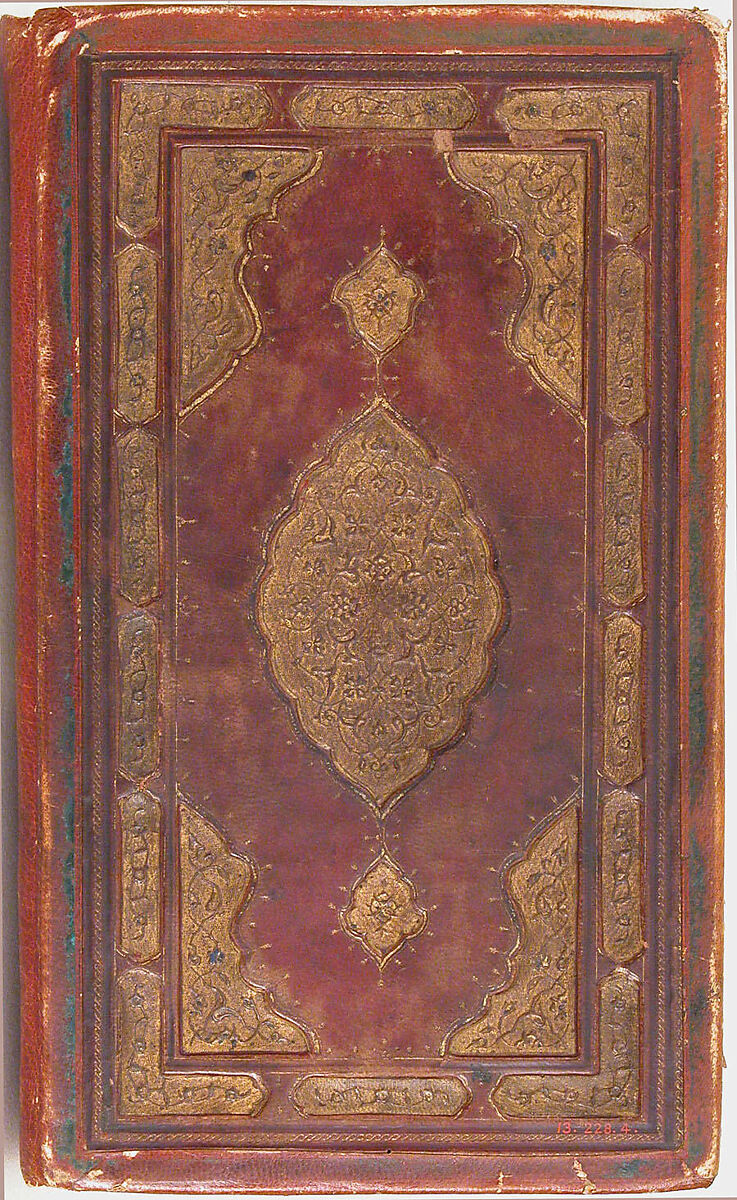 Divan (Collected Works) of Jami, Maulana Nur al-Din `Abd al-Rahman Jami (Iranian, Jam 1414–92 Herat), Ink, opaque watercolor, and gold on paper; leather binding