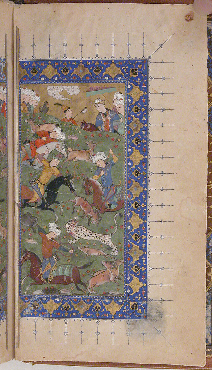 Divan (Collected Works) of Jami, Maulana Nur al-Din `Abd al-Rahman Jami (Iranian, Jam 1414–92 Herat), Ink, opaque watercolor, and gold on paper; leather binding