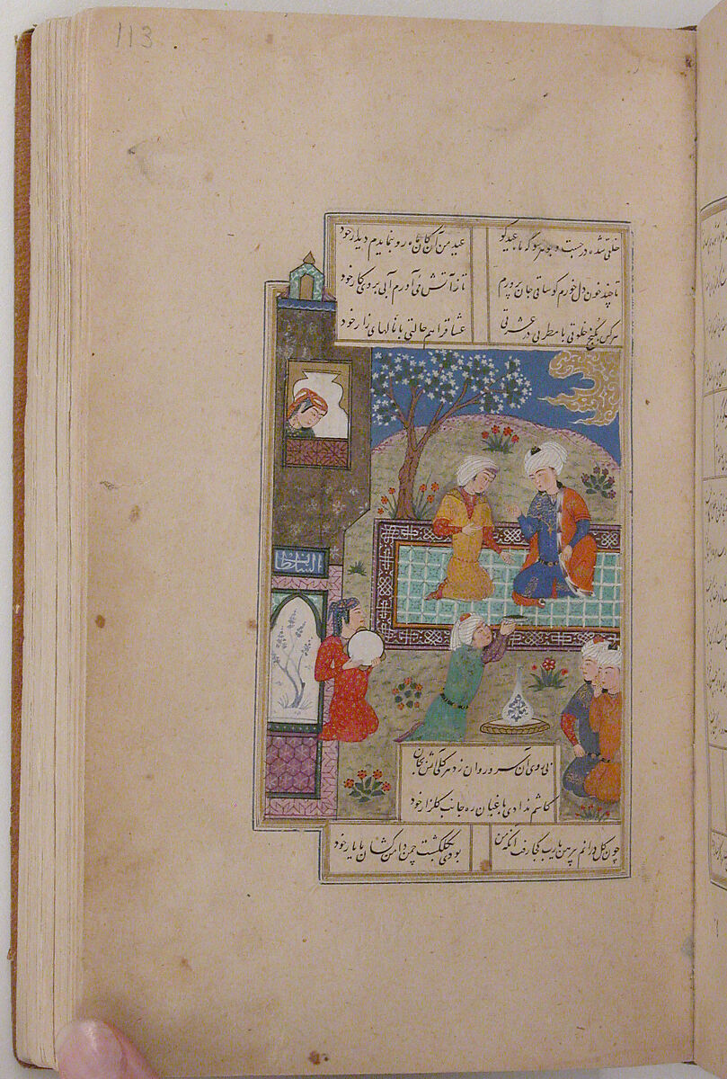 Divan (Collected Works) of Jami, Maulana Nur al-Din `Abd al-Rahman Jami (Iranian, Jam 1414–92 Herat), Ink, opaque watercolor, and gold on paper; leather binding