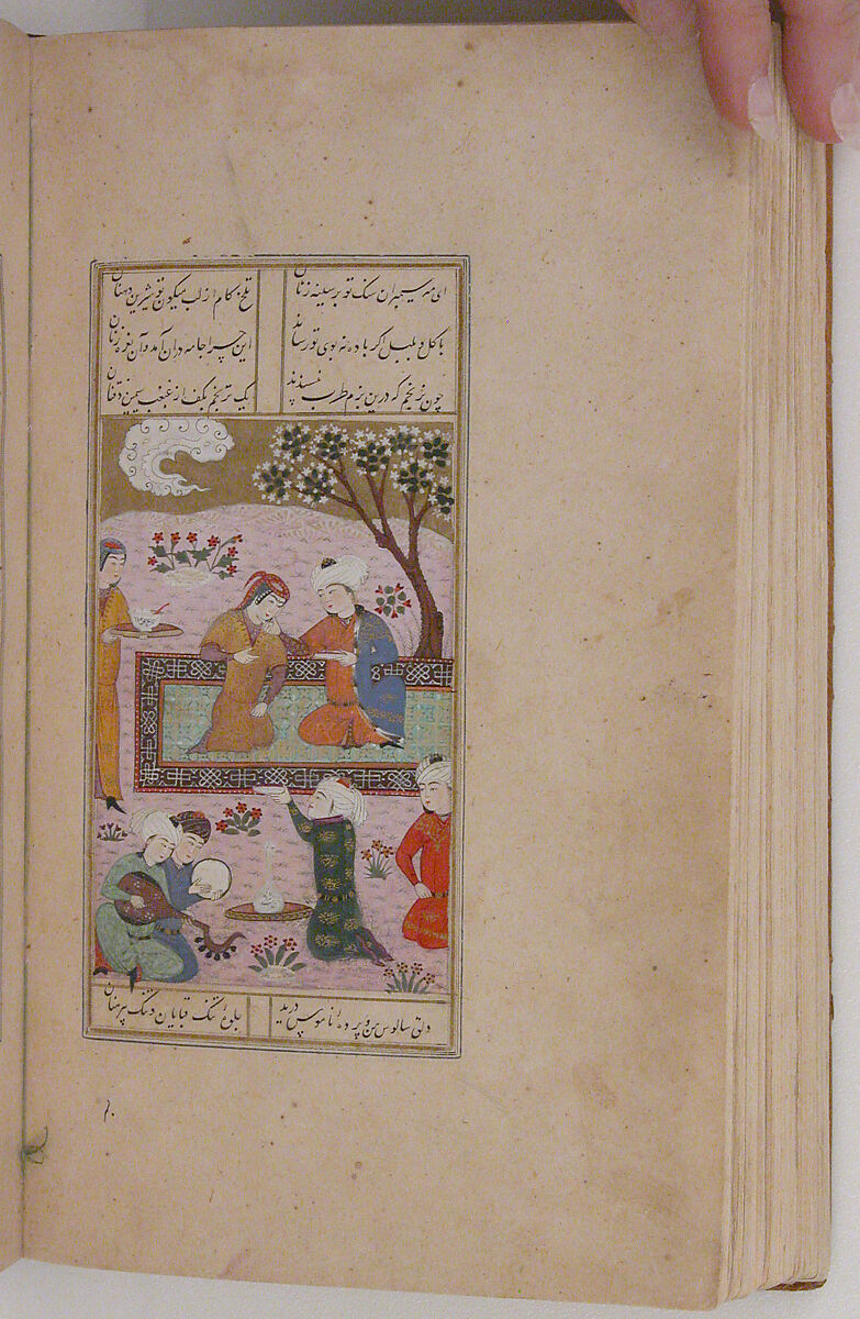 Divan (Collected Works) of Jami, Maulana Nur al-Din `Abd al-Rahman Jami (Iranian, Jam 1414–92 Herat), Ink, opaque watercolor, and gold on paper; leather binding