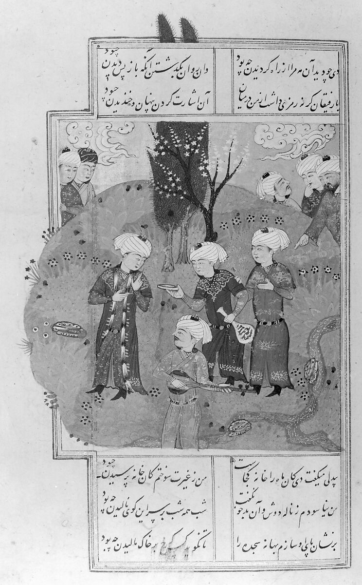 Divan (Collected Works) of Jami, Maulana Nur al-Din `Abd al-Rahman Jami (Iranian, Jam 1414–92 Herat), Ink, opaque watercolor, and gold on paper; leather binding