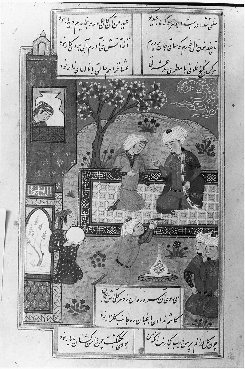 Divan (Collected Works) of Jami, Maulana Nur al-Din `Abd al-Rahman Jami (Iranian, Jam 1414–92 Herat), Ink, opaque watercolor, and gold on paper; leather binding