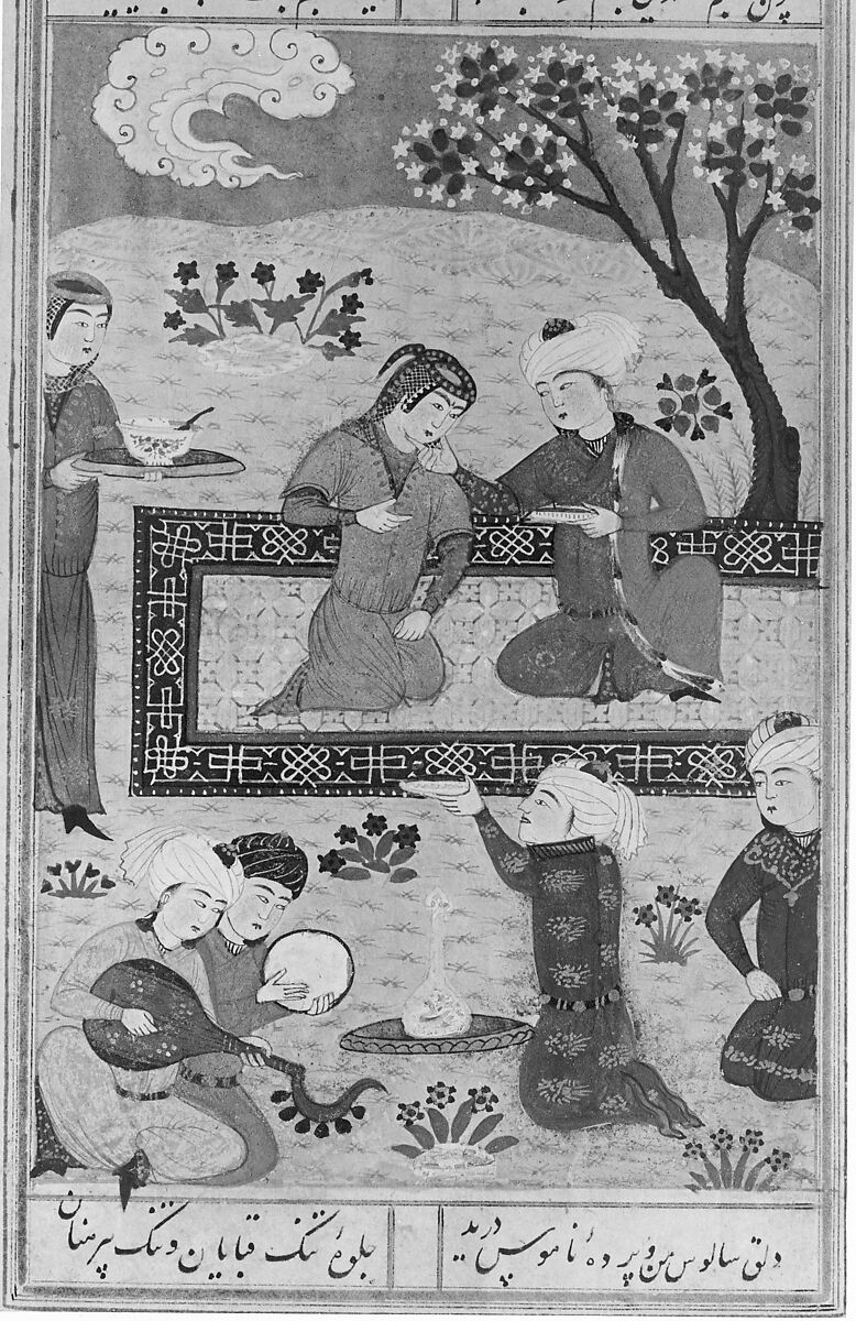 Divan (Collected Works) of Jami, Maulana Nur al-Din `Abd al-Rahman Jami (Iranian, Jam 1414–92 Herat), Ink, opaque watercolor, and gold on paper; leather binding