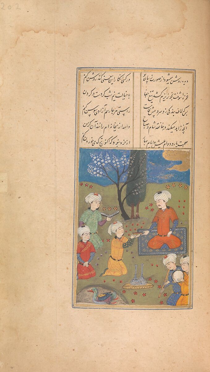 Divan (Collected Works) of Jami, Maulana Nur al-Din `Abd al-Rahman Jami (Iranian, Jam 1414–92 Herat), Ink, opaque watercolor, and gold on paper; leather binding