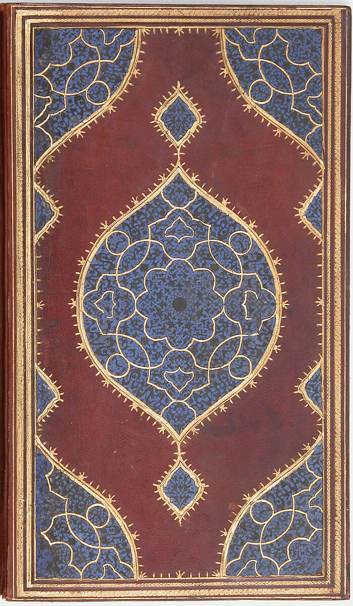 Khamsa (Quintet) of Nizami of Ganja, Nizami (present-day Azerbaijan, Ganja 1141–1209 Ganja), Leather; tooled and gilded; ink on paper