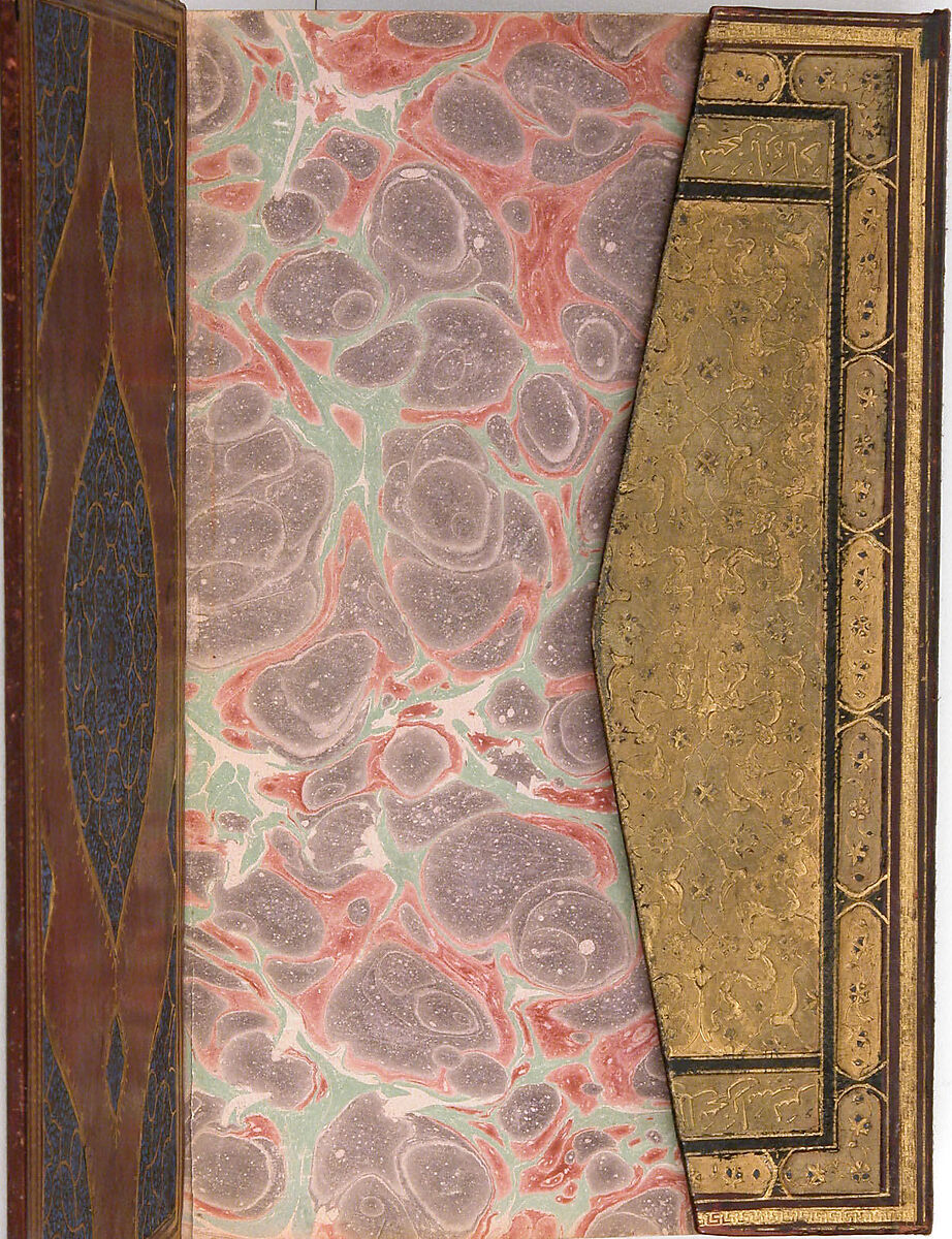 Khamsa (Quintet) of Nizami of Ganja, Nizami (present-day Azerbaijan, Ganja 1141–1209 Ganja), Leather; tooled and gilded; ink on paper