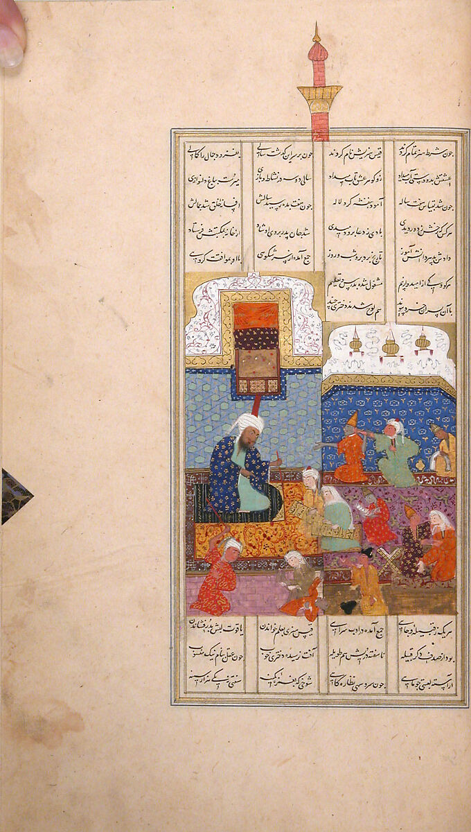 Khamsa (Quintet) of Nizami of Ganja, Nizami (present-day Azerbaijan, Ganja 1141–1209 Ganja), Leather; tooled and gilded; ink on paper