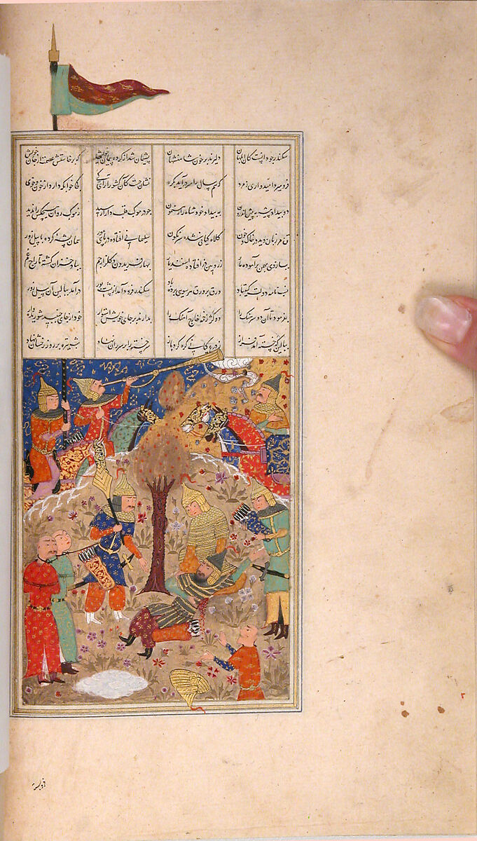 Khamsa (Quintet) of Nizami of Ganja, Nizami (present-day Azerbaijan, Ganja 1141–1209 Ganja), Leather; tooled and gilded; ink on paper