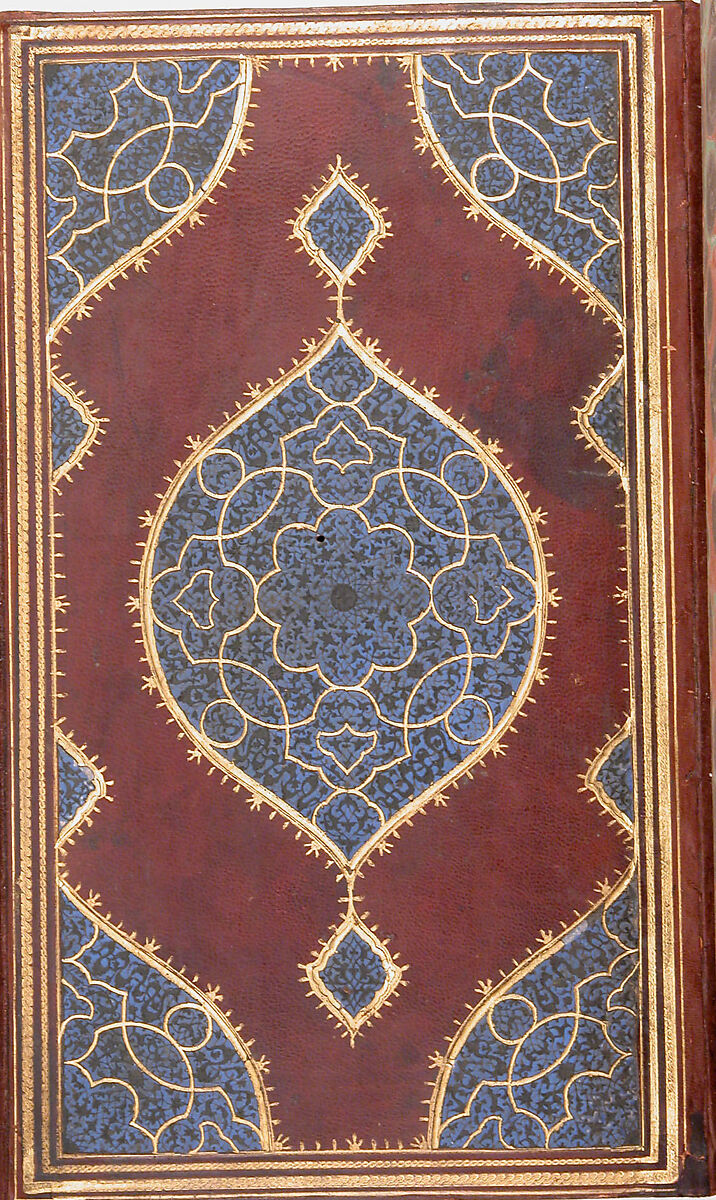 Khamsa (Quintet) of Nizami of Ganja, Nizami (present-day Azerbaijan, Ganja 1141–1209 Ganja), Leather; tooled and gilded; ink on paper