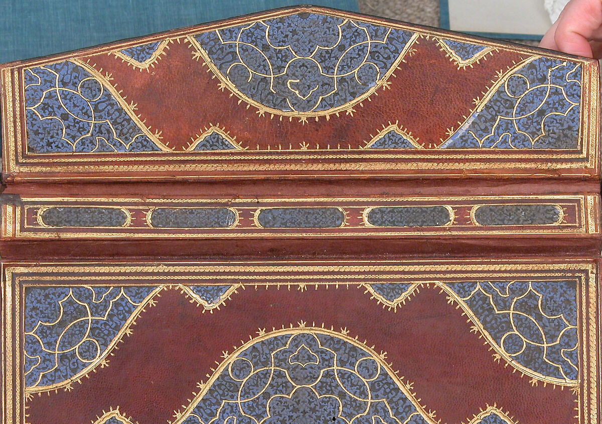 Khamsa (Quintet) of Nizami of Ganja, Nizami (present-day Azerbaijan, Ganja 1141–1209 Ganja), Leather; tooled and gilded; ink on paper