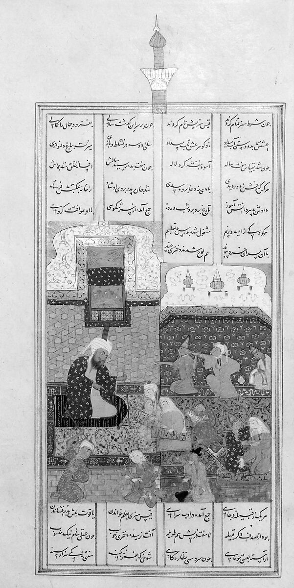 Khamsa (Quintet) of Nizami of Ganja, Nizami (present-day Azerbaijan, Ganja 1141–1209 Ganja), Leather; tooled and gilded; ink on paper