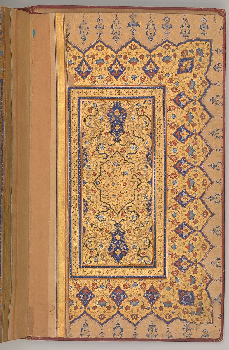 Illuminated Double Page of a Yusuf and Zulaikha of Jami, Maulana Nur al-Din `Abd al-Rahman Jami (Iranian, Jam 1414–92 Herat), Ink, opaque watercolor, and gold on paper 