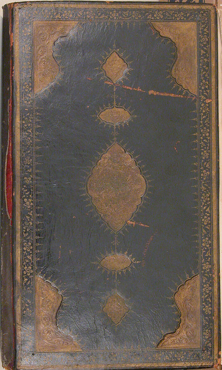 Kulliyat (Complete Works) of Sa'di, Sa&#39;di (Iranian, Shiraz ca. 1213–1291 Shiraz), Ink, watercolor, and gold on paper; binding; dark tan leather with blind-pressed decoration 
