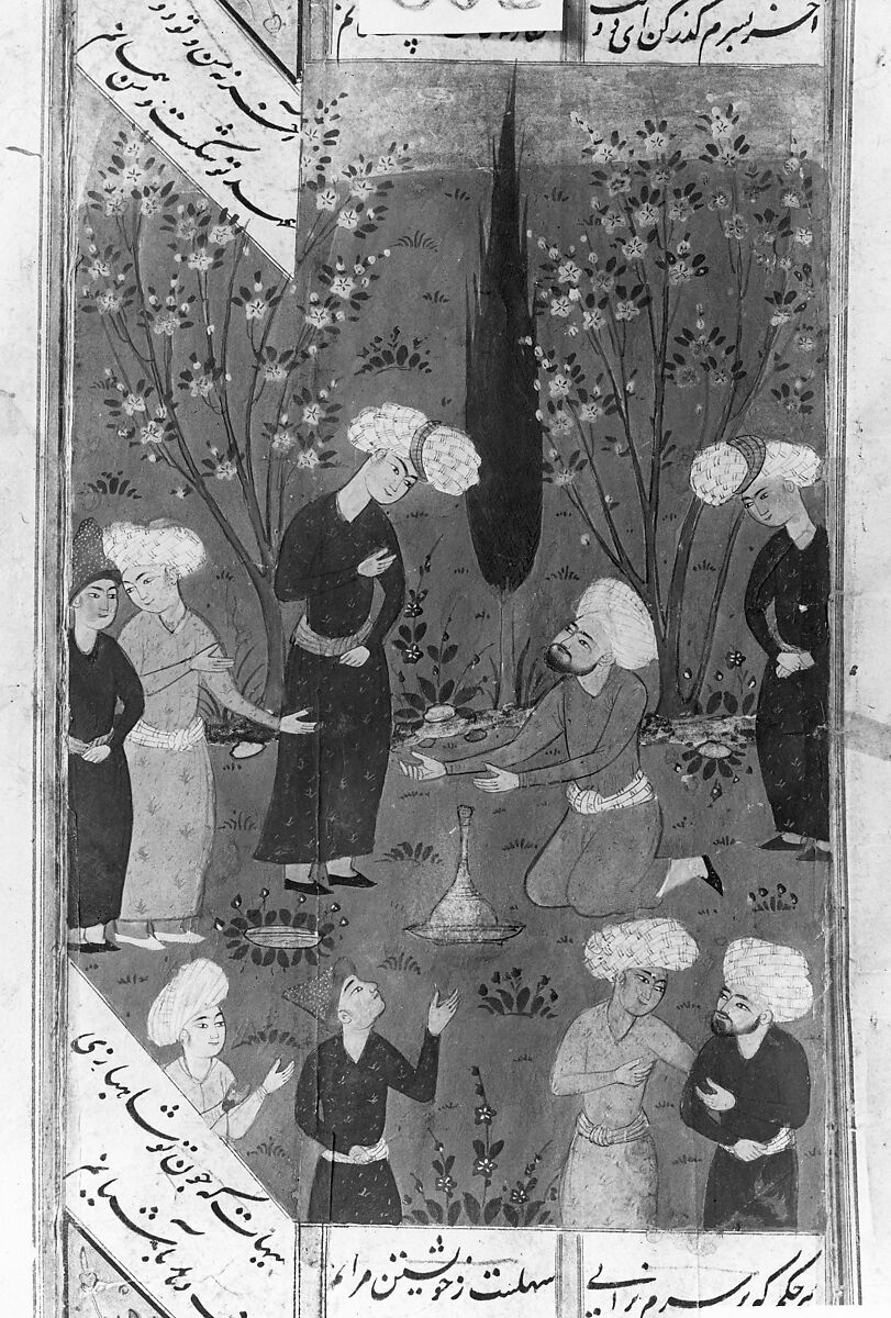 Kulliyat (Complete Works) of Sa'di, Sa'di (Iranian, Shiraz ca. 1213–1291 Shiraz), Ink, watercolor, and gold on paper; binding; dark tan leather with blind-pressed decoration